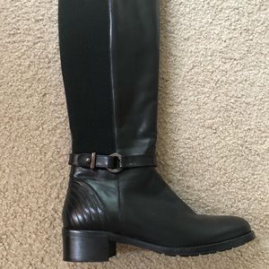 Aquatalia Black Knee-High Leather Boots - waterproof